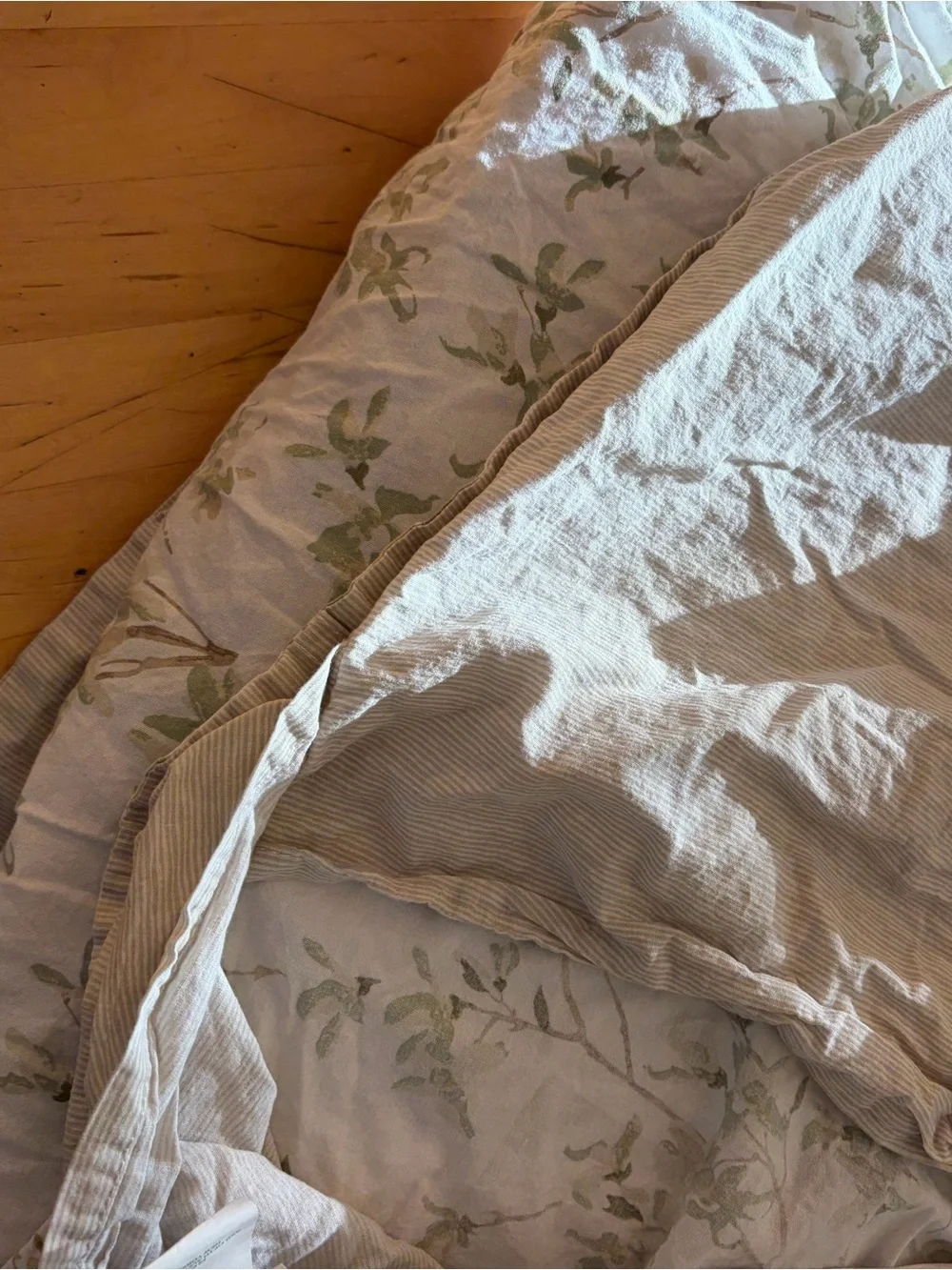 Light Green Floral Cotton  Duvet Cover -